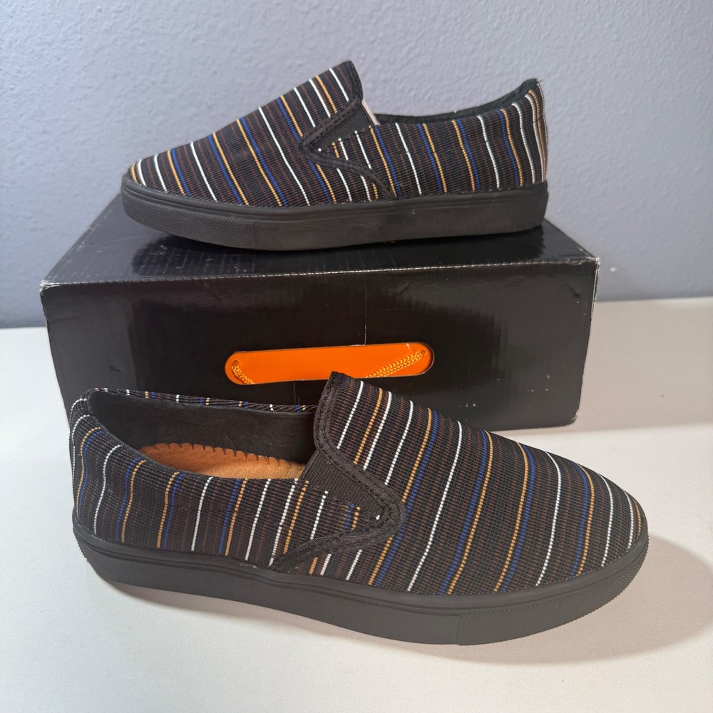Bernie Mev Verona Sneakers Womens 37 Black Mix New Multi Stripe Slip On